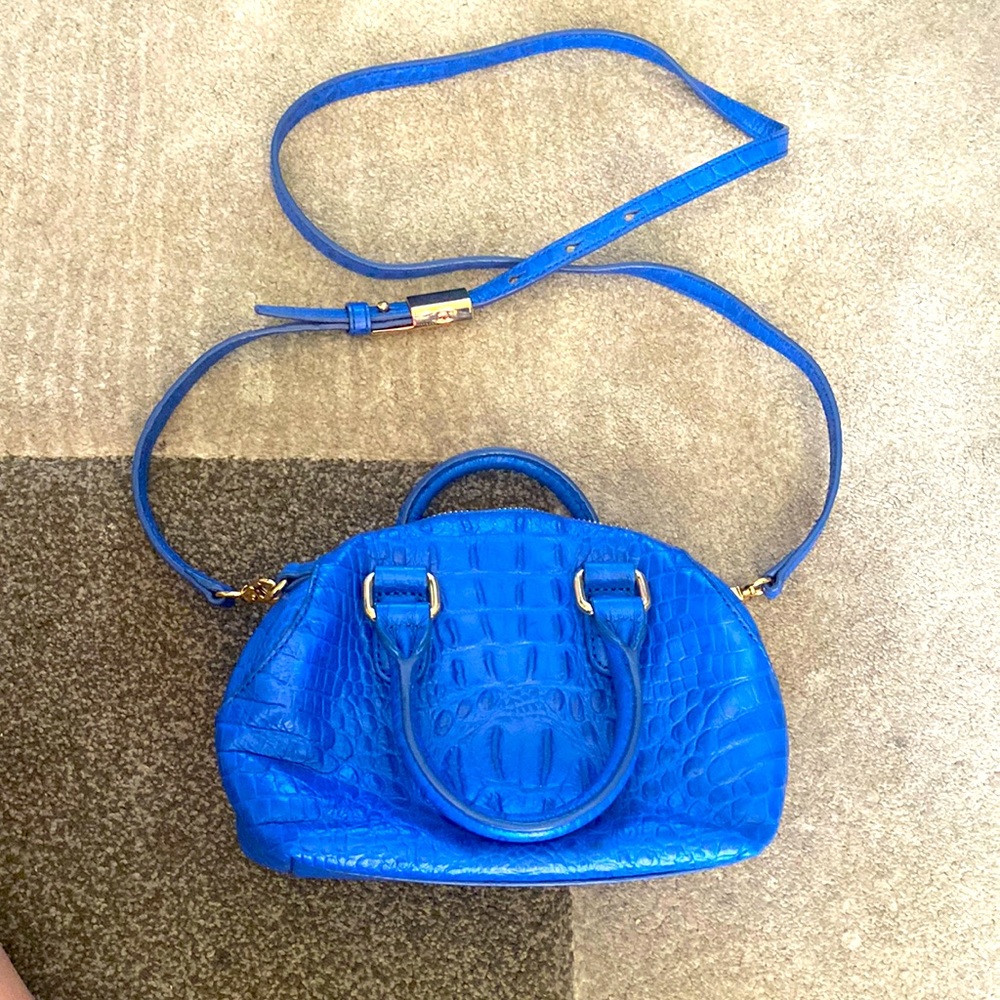 G.I.L.I. Got It Love It blue Croco leather Mini Barrel Satchel Crossbody NWOT